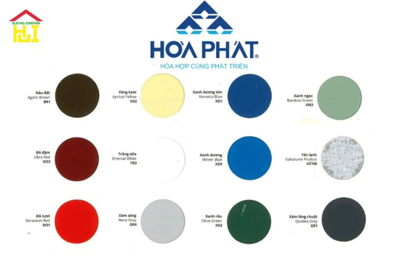 Tôn Hòa Phát 10 Bảng màu tôn Hòa Phát