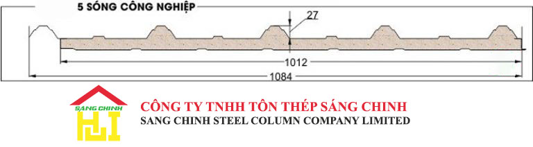 Thông số Tôn 3 Lớp, Tôn Cách Nhiệt, Tôn Chống Nóng (Tôn Xốp Tôn) – 5 Sóng