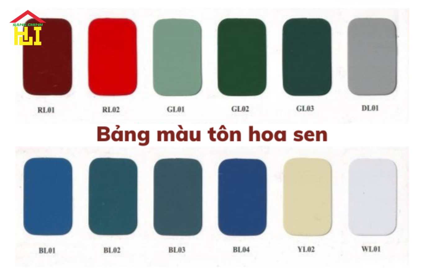 Bảng màu tôn Hoa Sen