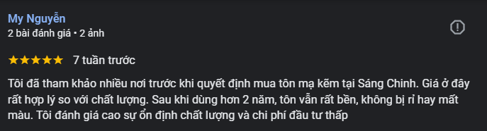 review của khách hàng cho Sáng Chinh
