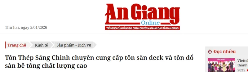 Báo An Giang | Tôn Thép Sáng Chinh chuyên cung cấp tôn sàn deck và tôn đổ sàn bê tông chất lượng cao