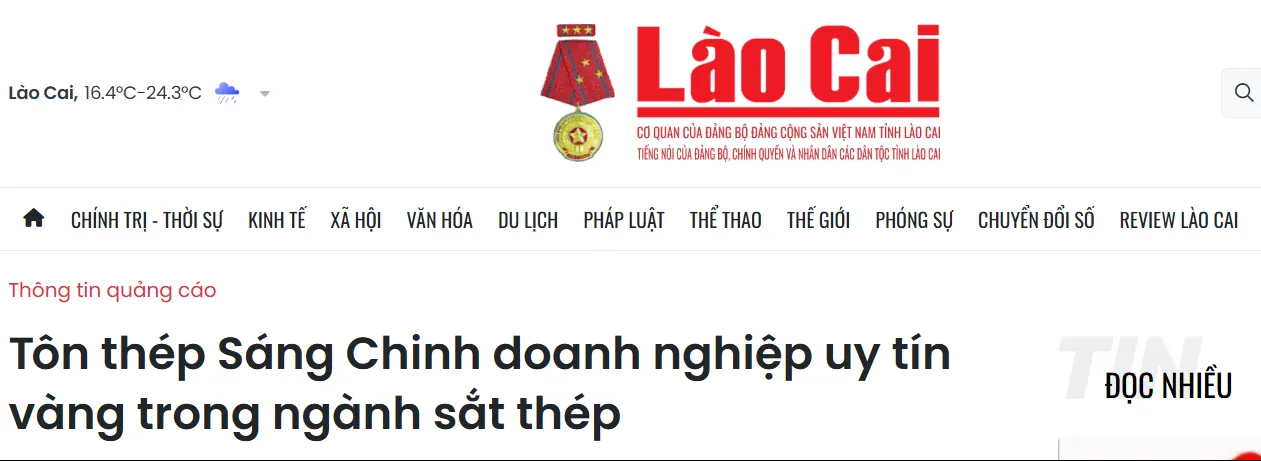 Báo Lào Cai | Tôn thép Sáng Chinh doanh nghiệp uy tín vàng trong ngành sắt thép